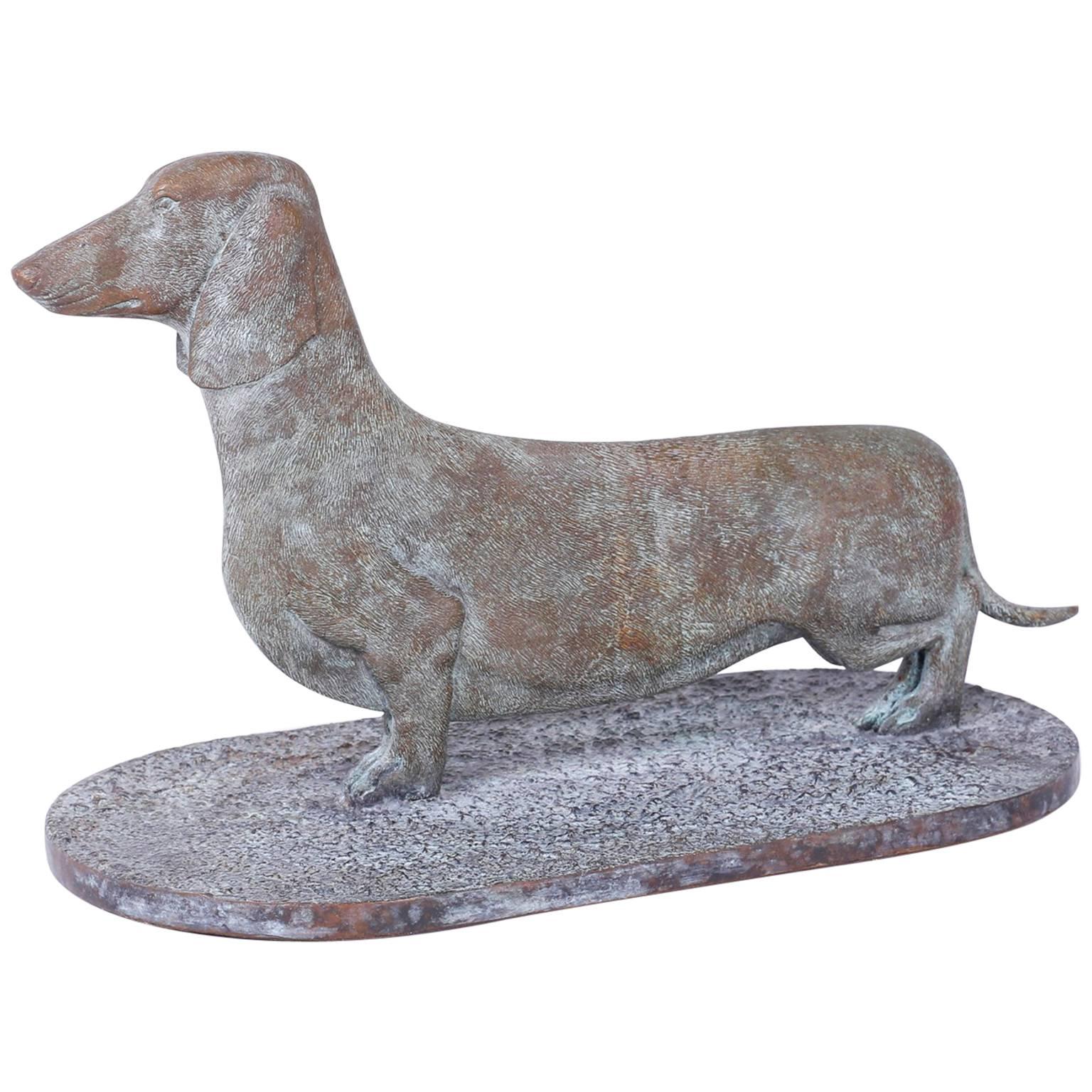 Mid-Century Cast Bronze Dachshund Dog Sculpture or Boot Scraper