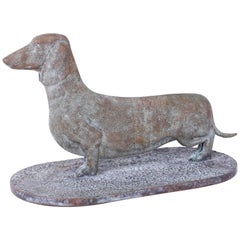 Vintage Mid-Century Cast Bronze Dachshund Dog Sculpture or Boot Scraper