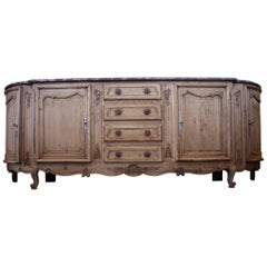 19th Century Stripped Oak Buffet with Faux Painted Marble Top, circa 1890