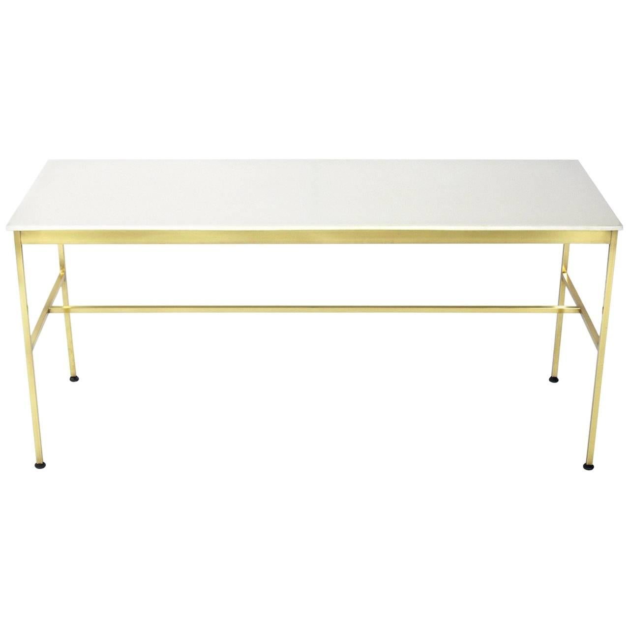 Modernist Brass and Milk Glass Console by Paul McCobb