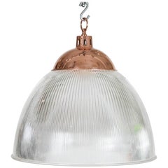 1960s Large Hanging Light from an Aircraft Hanger with Rose-Gold Colored Cap