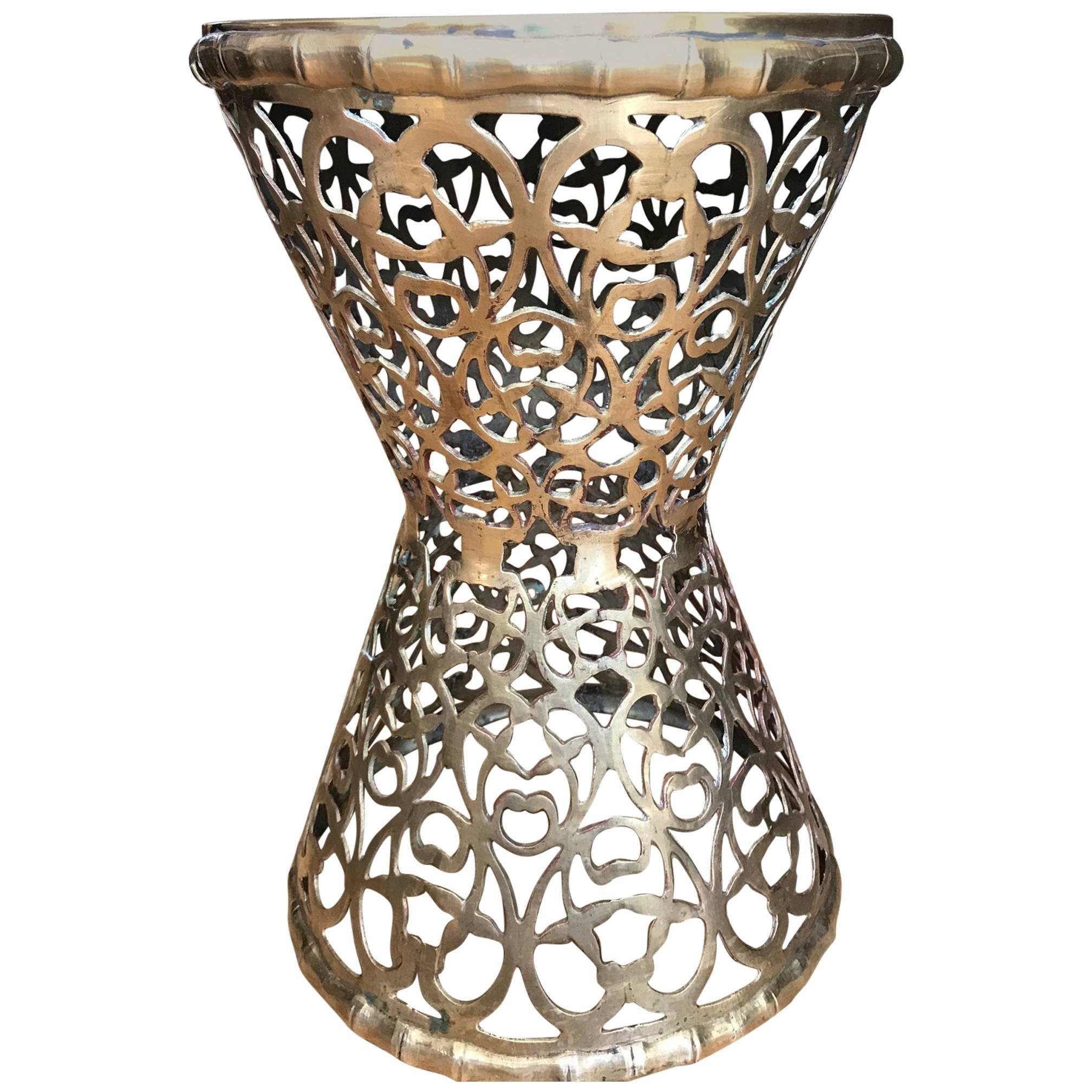 Moroccan Pierced Brass End or Side Table