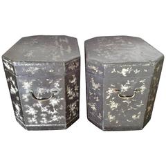 Large Pair of Chinoiserie Lacquer Boxes
