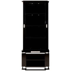 Lalique Maison Black Lacquered Library with Raisins Crystal Panel Accents