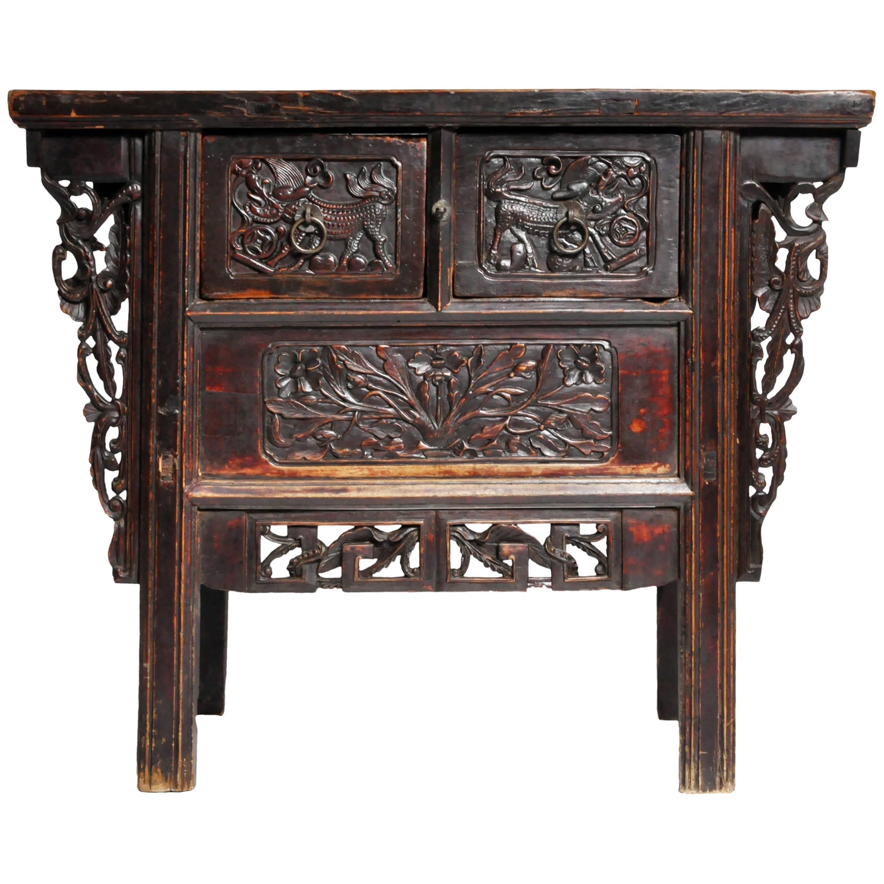 Chinese Butterfly Chest with Carved Wings
