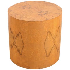 Milo Baughman Burled Drum Side Table by Thayer Coggin