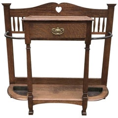 Shapland & Petter Oak Umbrella Stick Stand with Pierced Heart Detail