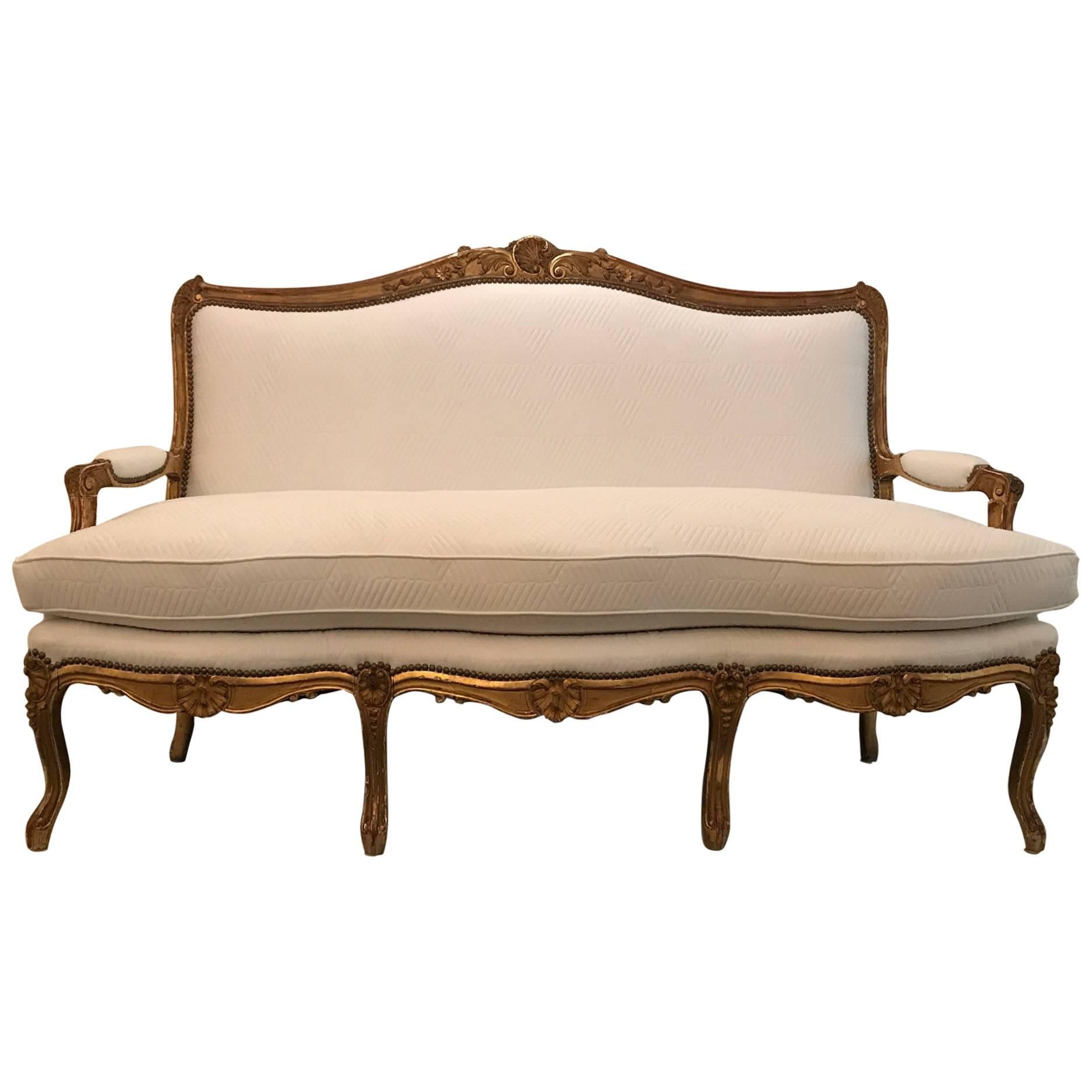 19th Century Louis XV Style Giltwood Canapé