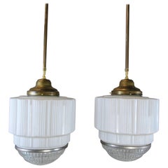 1920, Set of Three Large Deco Pendant Lights