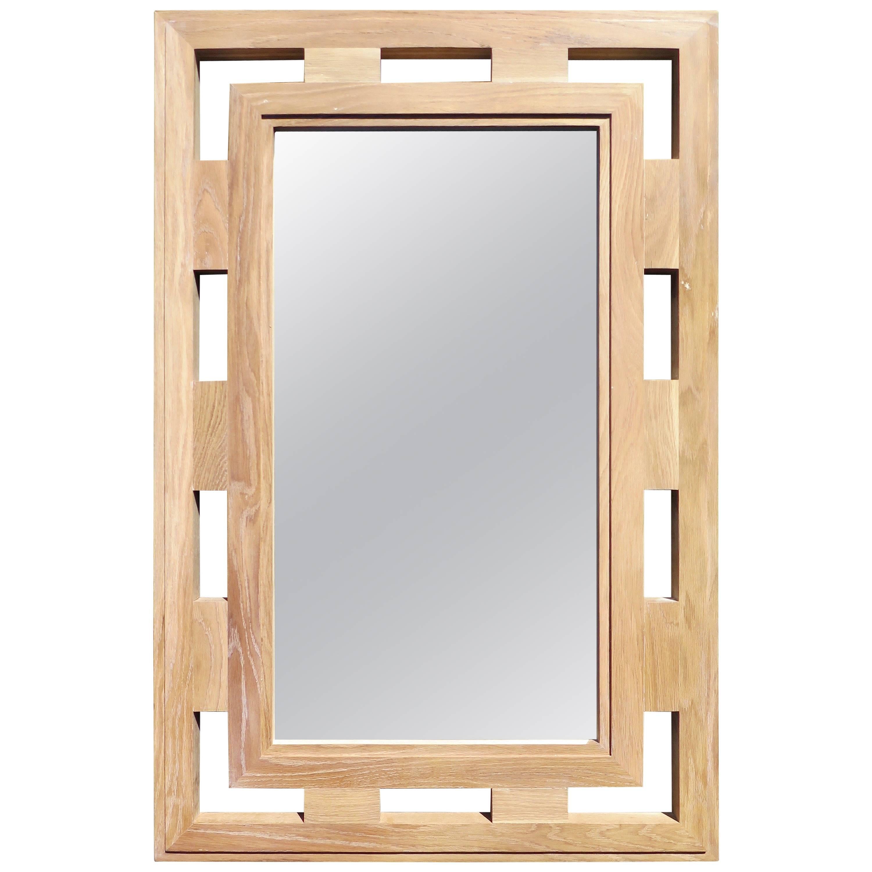 Madre Mirror in White Oak Haskell Studio Collection For Sale