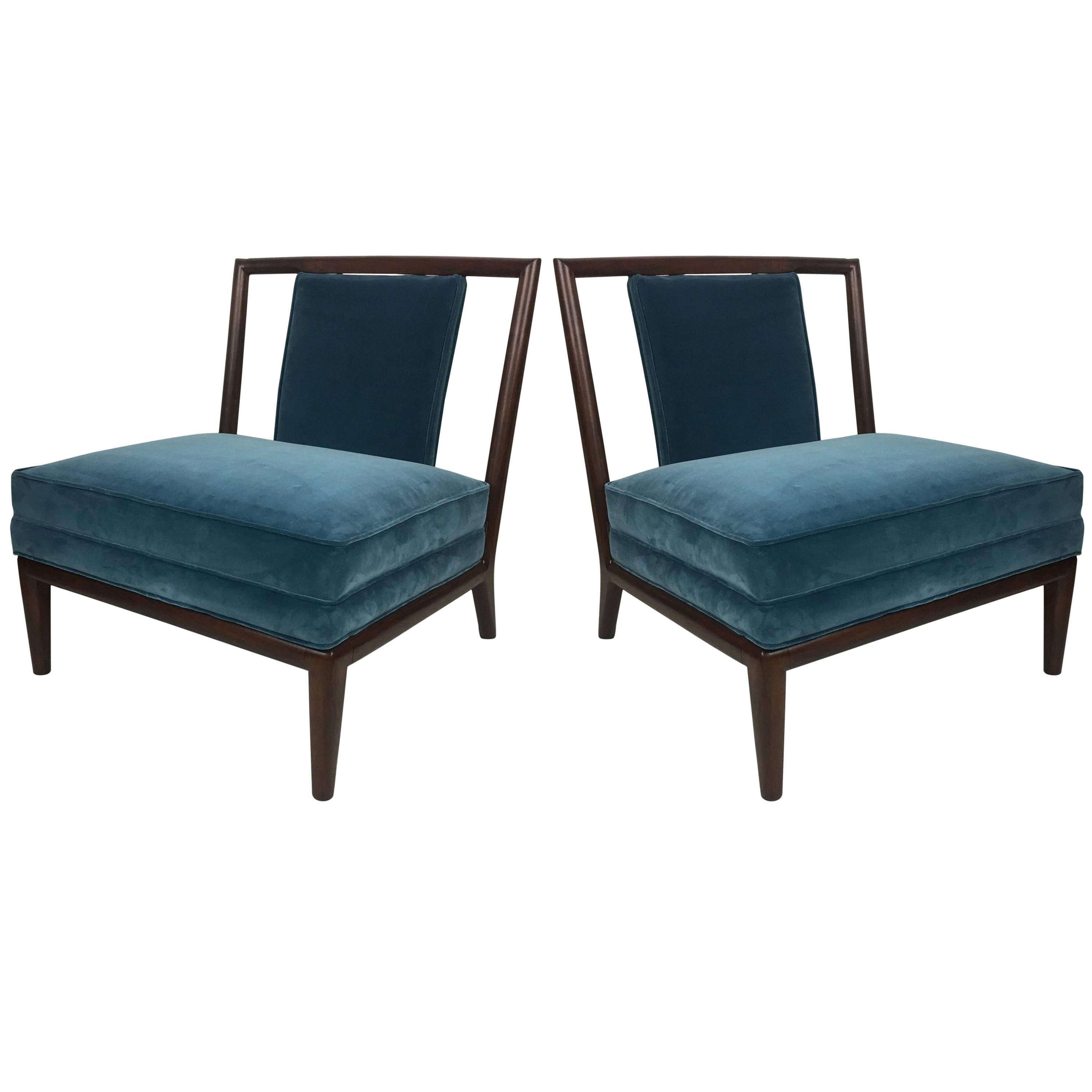 Elegant Pair of Walnut Slipper Chairs 