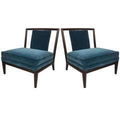 Elegant Pair of Walnut Slipper Chairs