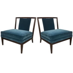 Elegant Pair of Walnut Slipper Chairs 