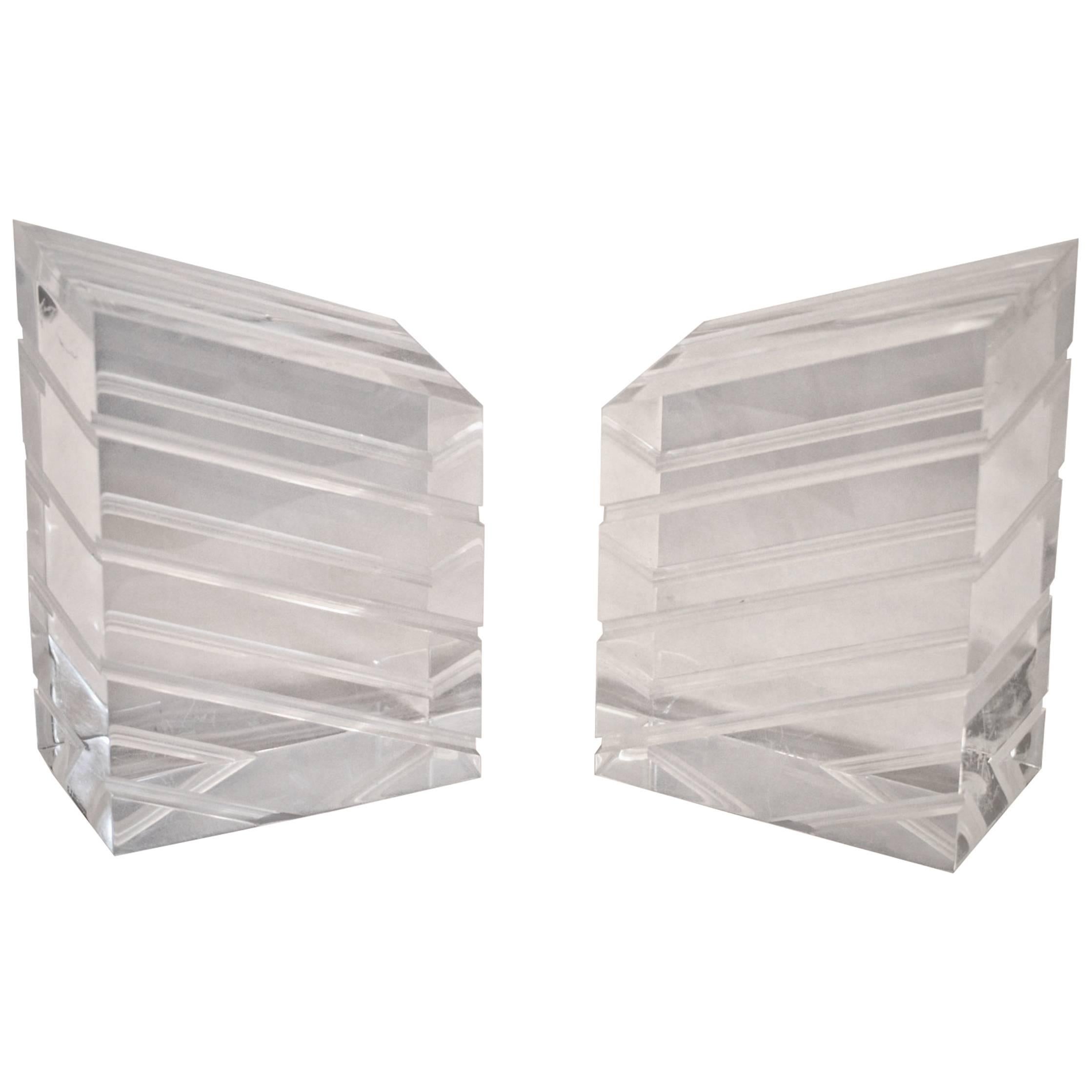Lucite Bookends by Astrolite For Sale