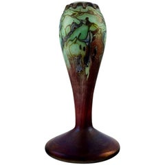 Vintage Pascal Guyot and Bernard Aconito for Biot, France, Unique Art Glass Vase