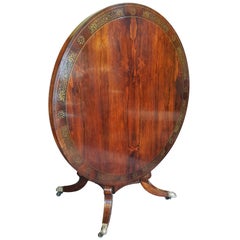 Fine Regency Brass Inlaid Rosewood Breakfast Table