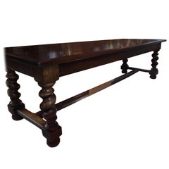 Impressive Very Long Antique French Walnut Refectory Dining Table