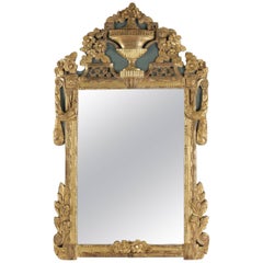 Late 18th Century Giltwood and Lacquered Provencal Front Top Mirror, circa 1780