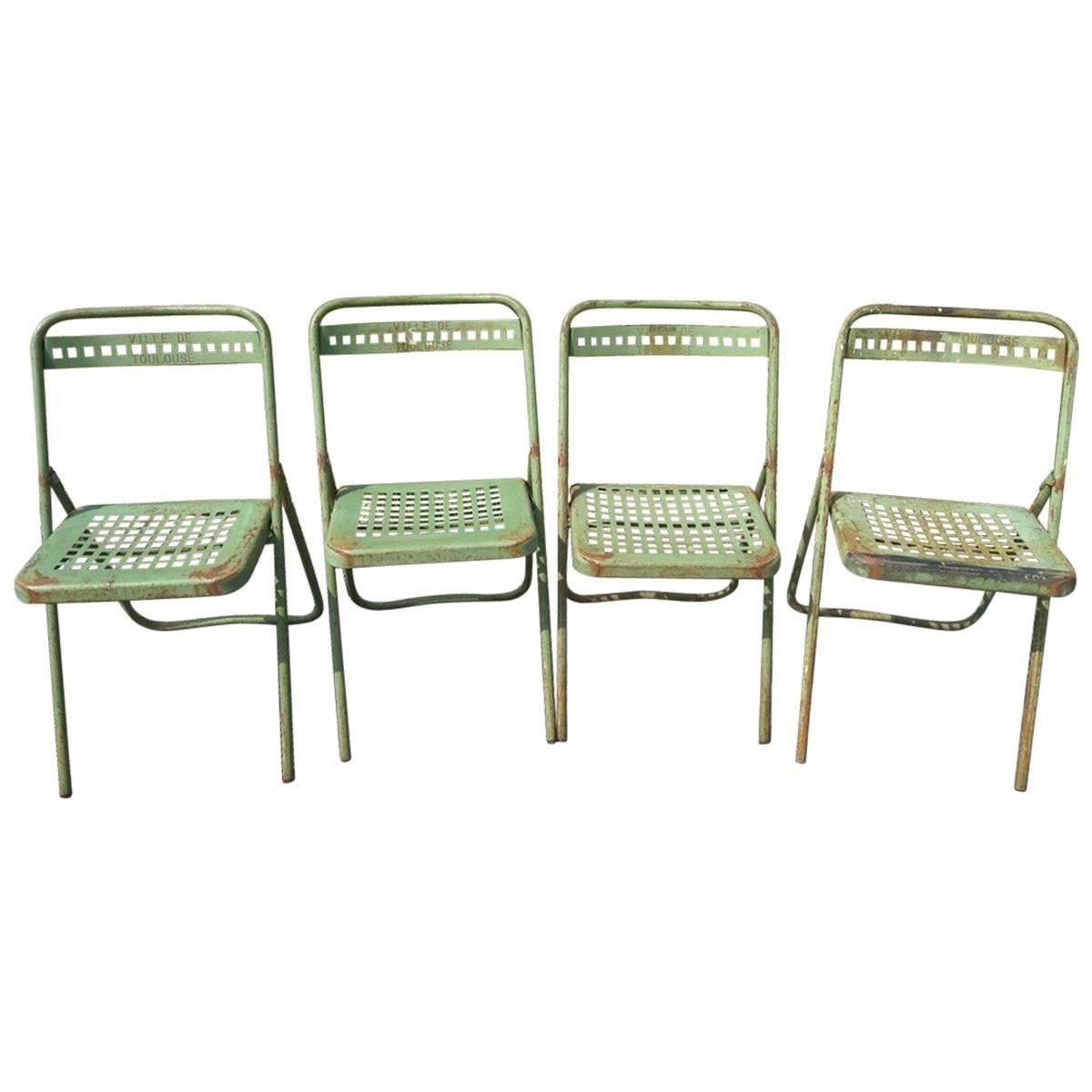 Set of Four Chairs of the Public Gardens of Toulouse, circa 1930 For Sale