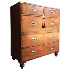 Antique Military Campaign Chest of Drawers Victorian Mahogany, circa 1862