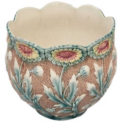 Vintage French Art Deco Barbotine Ceramic Cachepot, 1930s