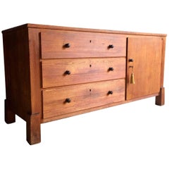 Mid-Century Sideboard Credenza Chest Drawers Waxed Pine, circa 1940s