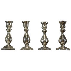 Antique Collection of 19th Century French Mercury Glass Candlesticks