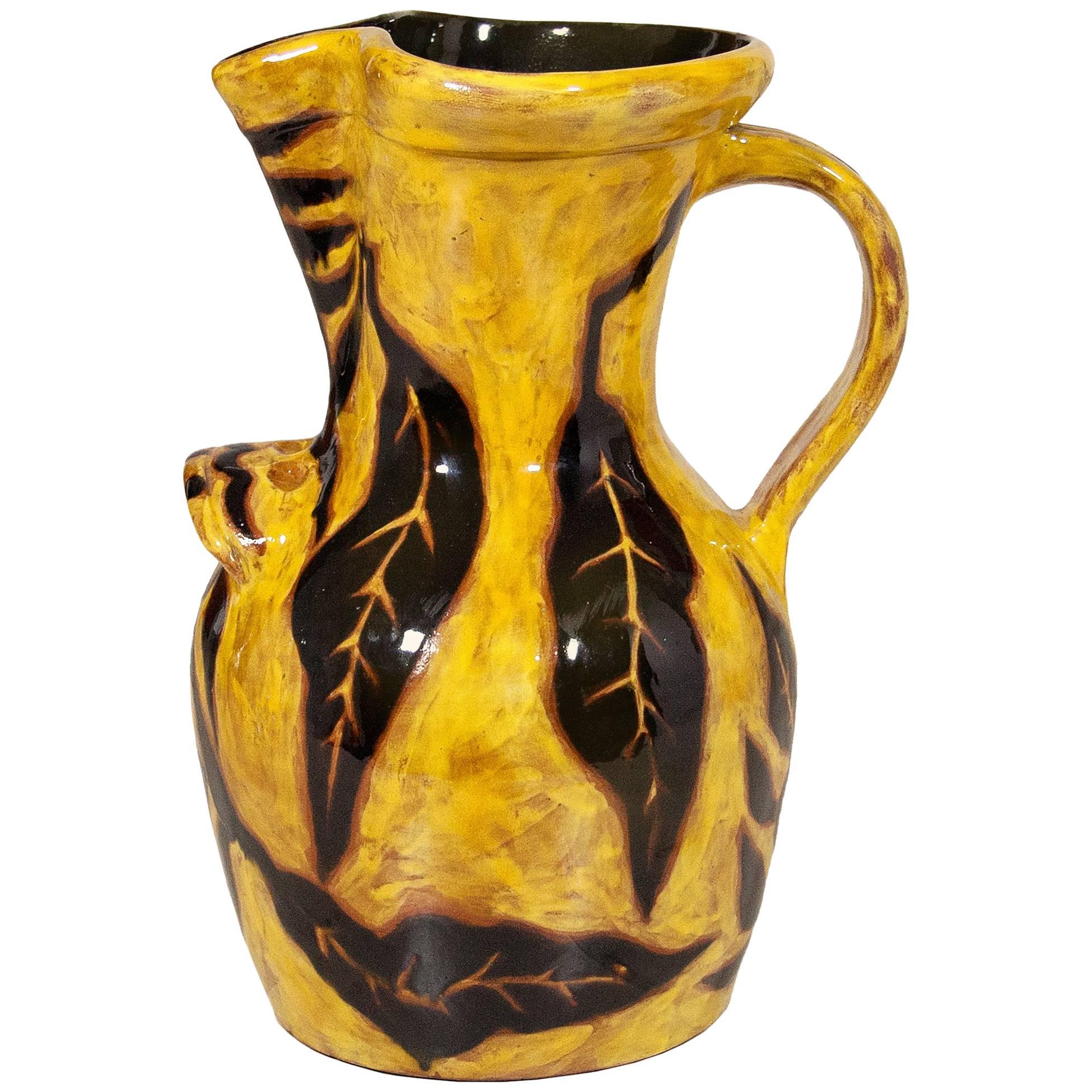 Very Large Yellow Vase by Jean Lurçat for Sant Vincens, circa 1950, France 