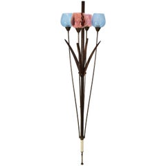 Danish Mid-Century Modern Teak and Glass Tension Lamp 2