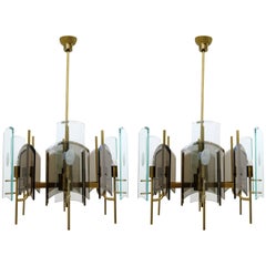 Pair of circa 1960 Cristal Art Chandeliers, Italy