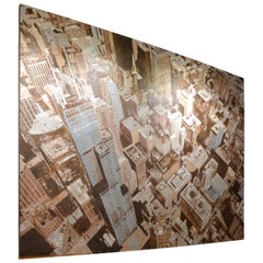 Fantastic 2000s Mortier Oil on Canvas Chicago Rooftop Painting