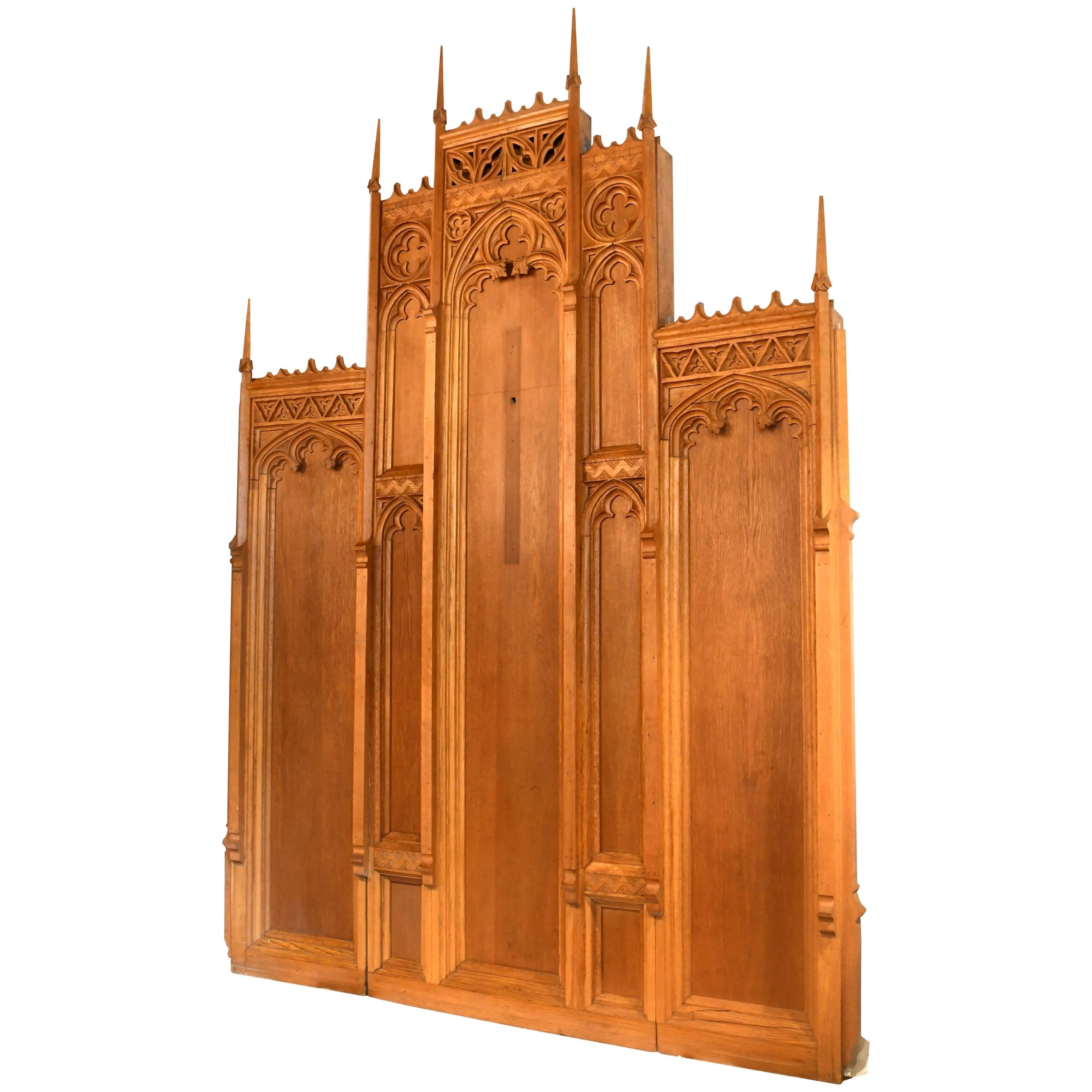 Gothic Oak Altarpiece with Deco Details