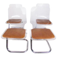 Luigi Bandini Dining Chairs in Lucite and Chrome
