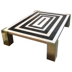 Kubo Design Large Parchment and Brass Cube Base Coffee Table