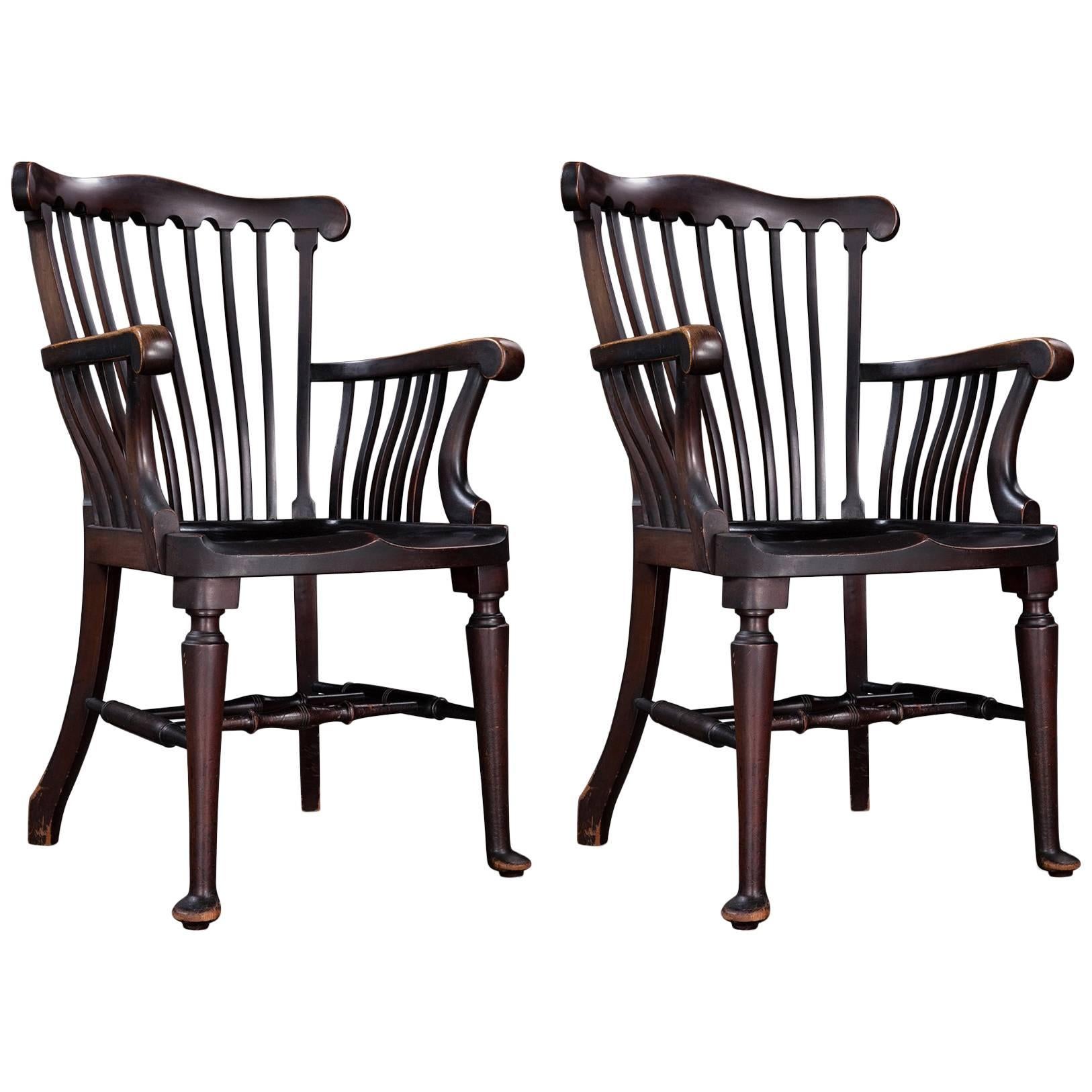 Walnut Elbow Chairs, England, circa 1900