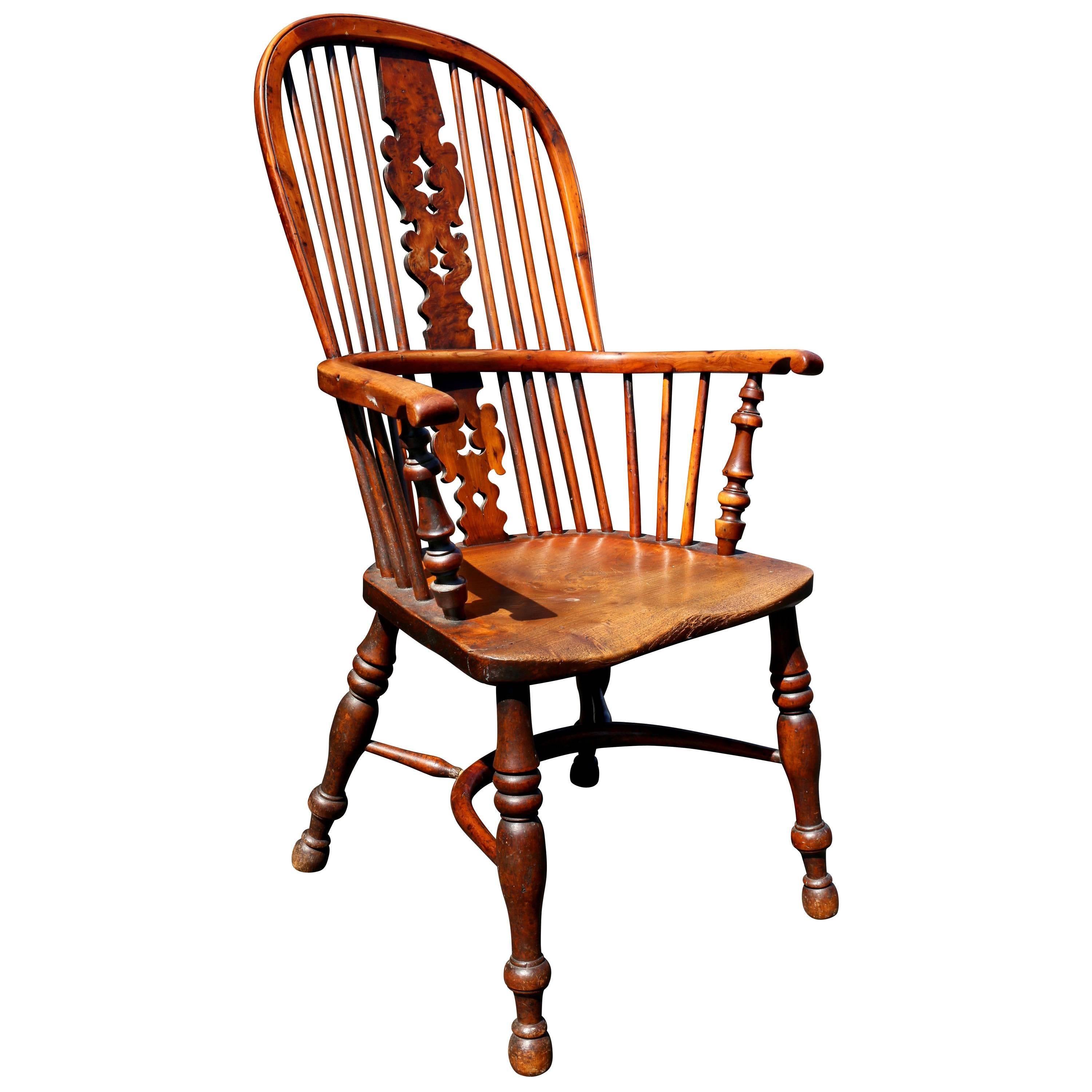 Windsor-Sessel aus Eibenholz im späten Regency-Stil