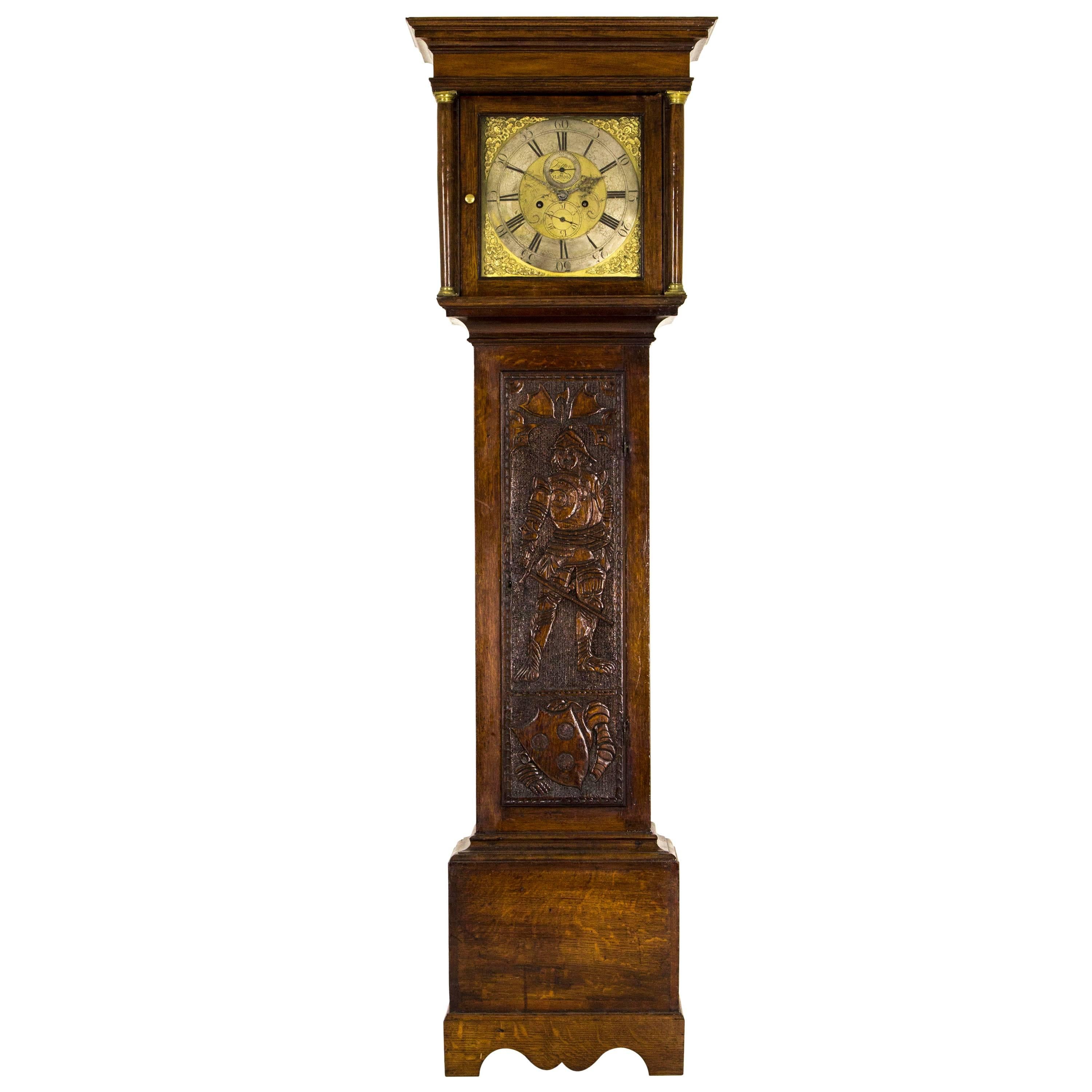 Grandfather Clock Long Case Clock Brass Faced, Carved, Sutton Stratford