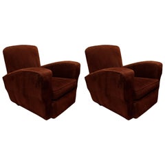 Pair of French Corduroy Club Chairs