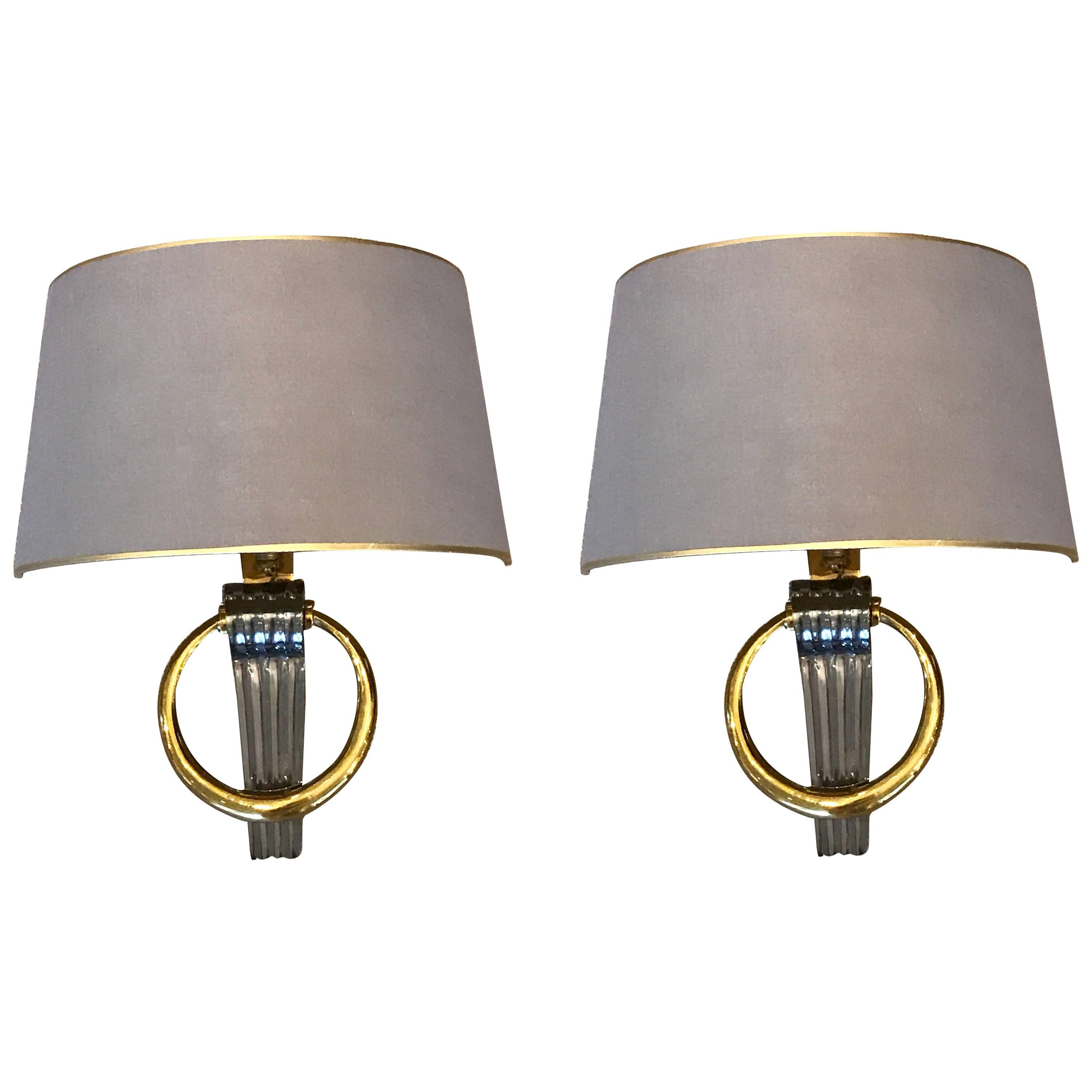 Exquisite Pair of Maison Jansen Neoclassical Wall Lights For Sale