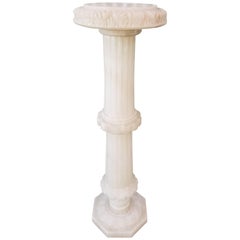 Carved Alabaster Column with Illuminating Feature