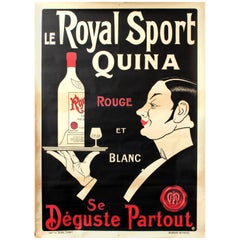Large Original French Wine Liquor Aperitif Drink Poster for Le Royal Sport Quina