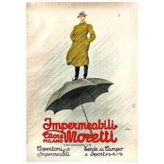 Large Original Vintage Poster for Impermeabili Ettore Moretti Milano Raincoats