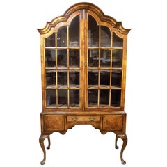 Walnut Queen Anne Style Domed Cabinet on Stand