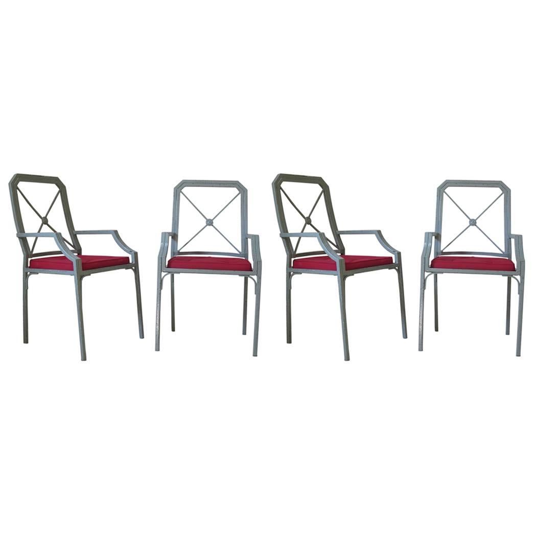 Four Chic Directoire Style Iron Chairs, France, circa 1960s