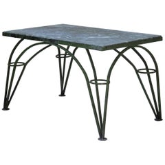 French 1950s Green Painted Iron Coffee Table