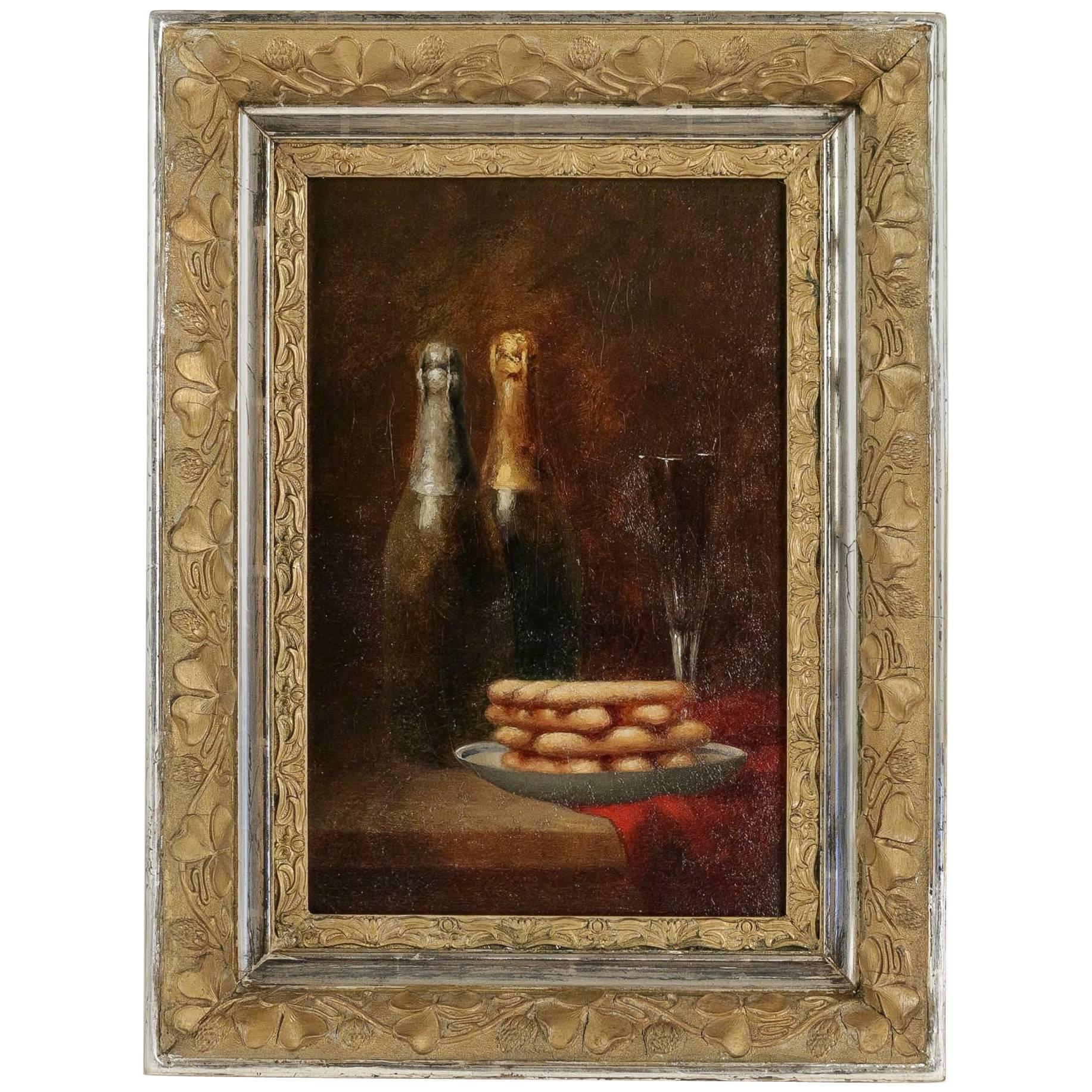 Sign by Charles Boyer, Oil on Canvas, the Champagne Delights, circa 1880-1890