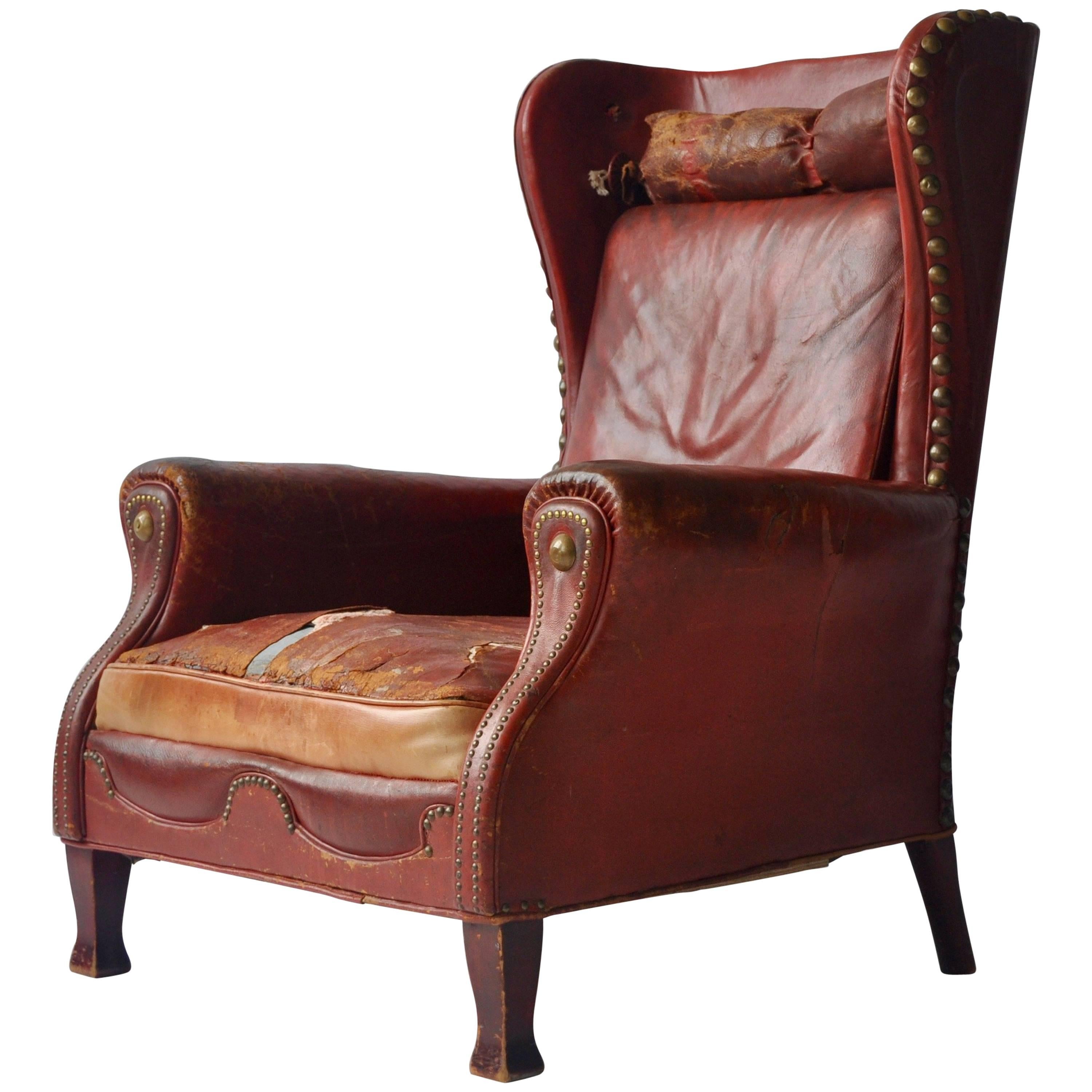 Leather Lounge Chair by Otto Schulz For Sale
