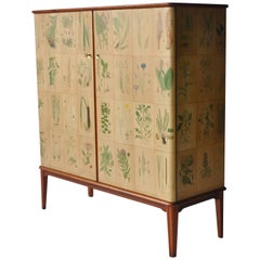 1950s Botanical Print Swedish Cabinet