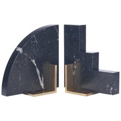 Odd Couple Bookends in Nero Marquinia Marble