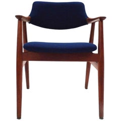 Danish Svend Age Eriksen Teak Wool Desk Armchair Midcentury Chair, 1960s